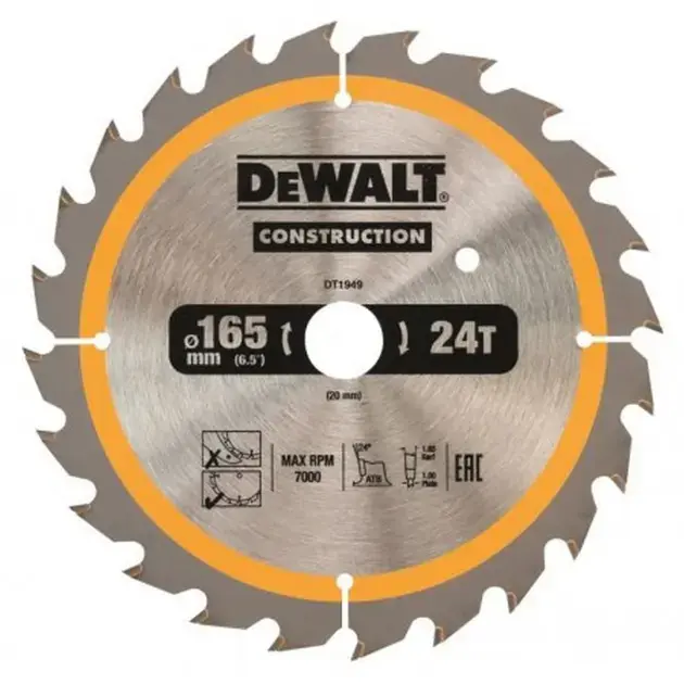 DeWALT - Fűrészlap 165x20 mm, 24 fogú DT1949 Exkluzív ajánlat