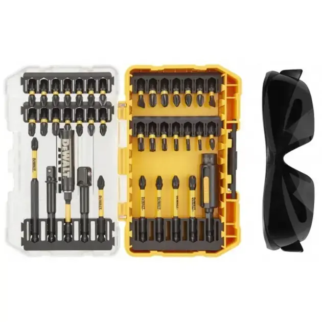 DeWALT - 38 részes bitkészlet, munkaszemüveg DT70740T Szuper akció