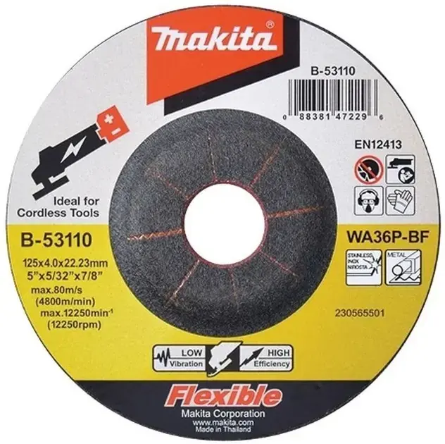 Makita - Csiszolótárcsa fémhez 125x22 mm B-53110 Biztonságos fizetés