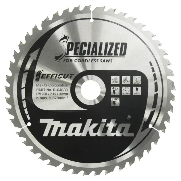 Szuper ajánlat Makita - Fűrészlap fához 260x30 mm, 45 fog B-64630