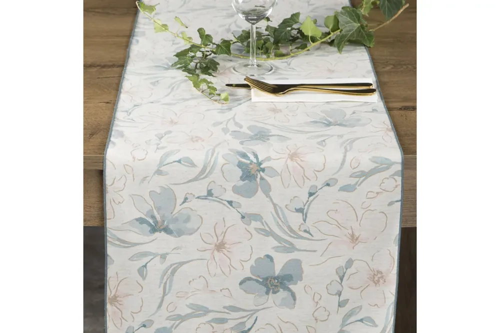Szuper akció Ines terítő pasztell virágokkal Natúr 40x140 cm