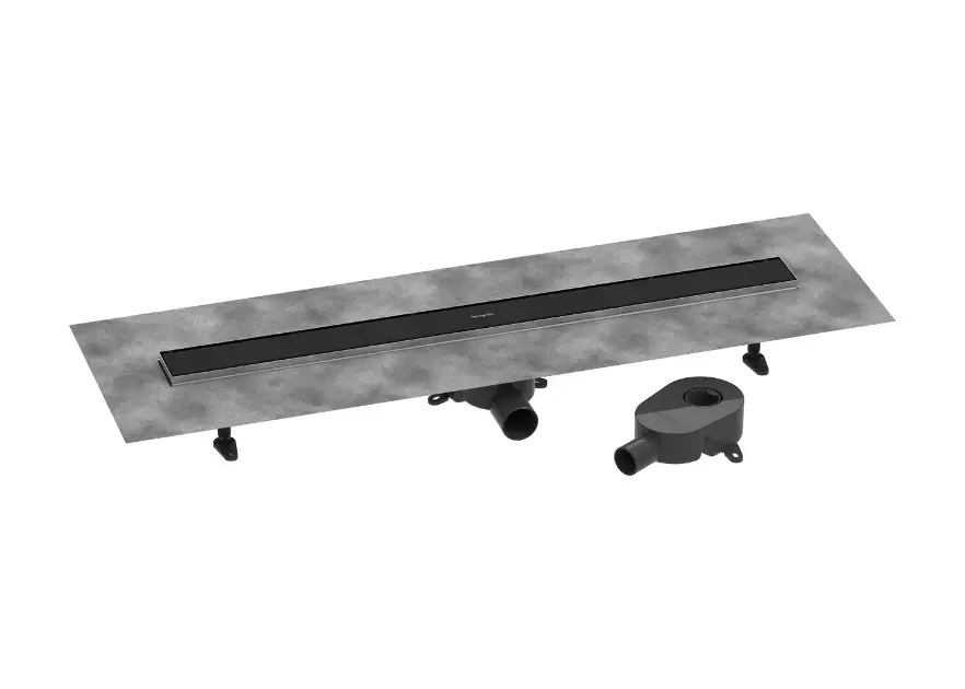 Hansgrohe RainDrain Go - Zuhanylefolyó 90 cm, kétoldalas ráccsal, csempe lerakáshoz, matt fekete 56274670 Árcsökkenés