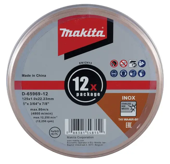Makita - Vágótárcsakészlet rozsdamentes acélhoz 125x22,23 mm, 12 db D-65969-12 Szuper akció