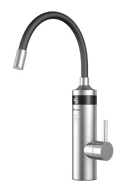 Aqualine Ton - Elektromos mosogató csaptelep 3kW, fekete/rozsdamentes acél 211085 Árcsökkenés