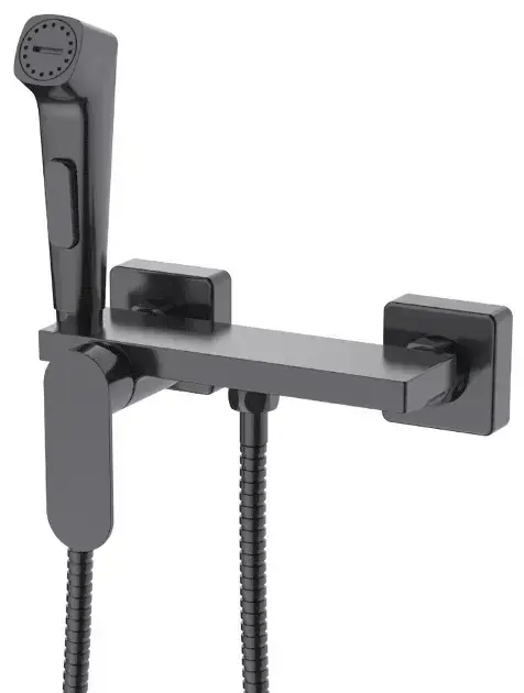 Aqualine - Fali bidé csaptelep, zuhanyzóval, polccal, gun metal TJ042GM Outlet