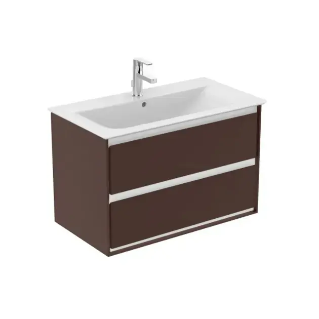 Ideal Standard Connect Air - Mosdószekrény 800x440x517 mm, 2 fiókos, barna matt/fehér matt E0819VY Expressz szállítás