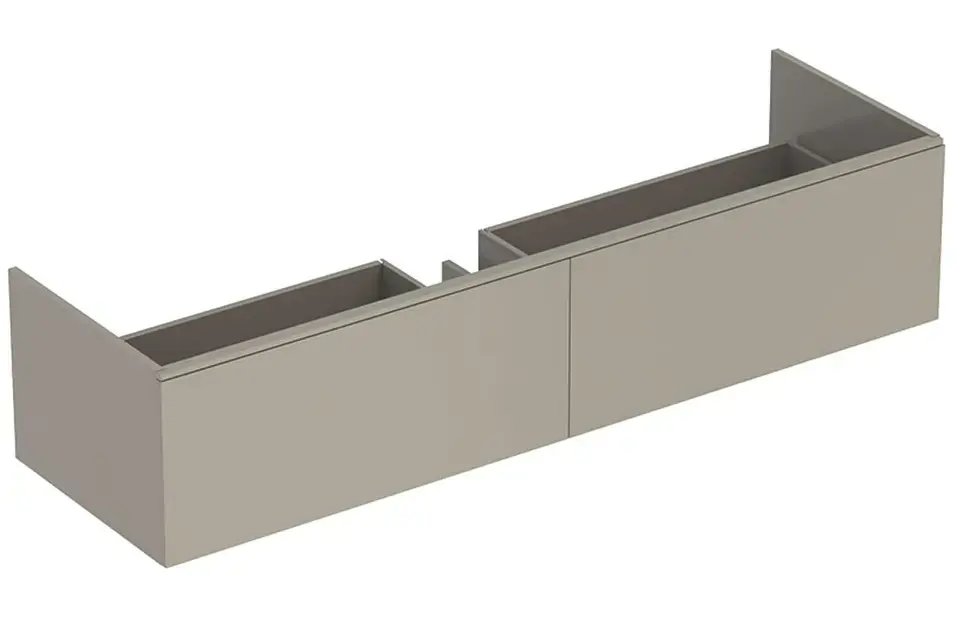 Biztonságos vásárlás Geberit Xeno 2 - Varicor 1600 mm-es mosdószekrény LED világítással, 2 fiókkal, szürke-bézs színben 500.346.00.1