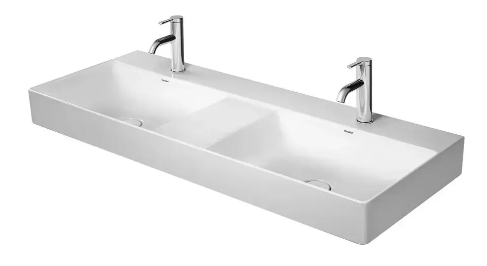 Biztonságos fizetés Duravit DuraSquare - Dupla bútor mosogató 1200x470 mm, túlfolyó nélkül, 2 csapfurattal, DuraCeram, fehér 2353120071