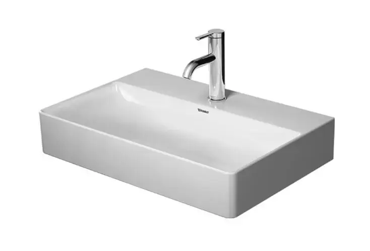 Duravit DuraSquare - Mosdókagyló 600x400 mm, túlfolyó nélkül, csapfurattal, DuraCeram, WonderGliss, fehér 23566000411 Különleges ajánlat