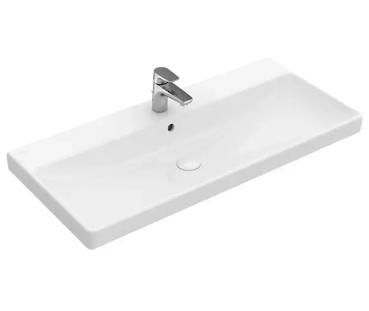 Villeroy & Boch Avento - Bútor mosdókagyló 800x470 mm, túlfolyóval, keverőfurattal, CeramicPlus, Stone White 415680RW Korlátozott ajánlat
