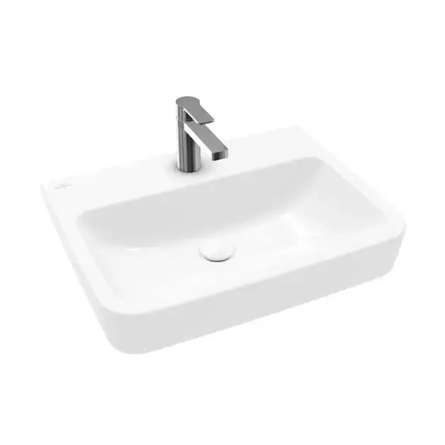 Villeroy & Boch O.novo - Pultra szerelhető mosdókagyló, 600x460 mm, túlfolyó nélkül, keverőnyílással, AntiBac, CeramicPlus, alpesi fehér 4A416LT2 Kiárusítás