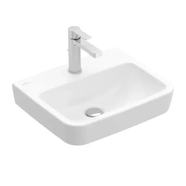 Biztonságos fizetés Villeroy & Boch O.novo - Mosdókagyló 450x370 mm, túlfolyó nélkül, keverőnyílás, AntiBac, CeramicPlus, alpesi fehér 434446T2