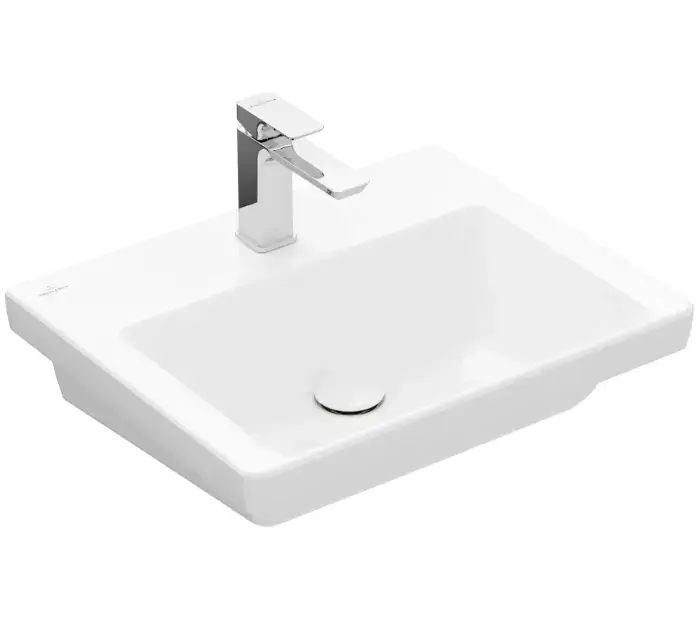 Olcsó Villeroy & Boch Subway 3.0 - Mosdókagyló 550x440 mm, túlfolyó nélkül, keverőnyílással, CeramicPlus, Stone White 4A7056RW