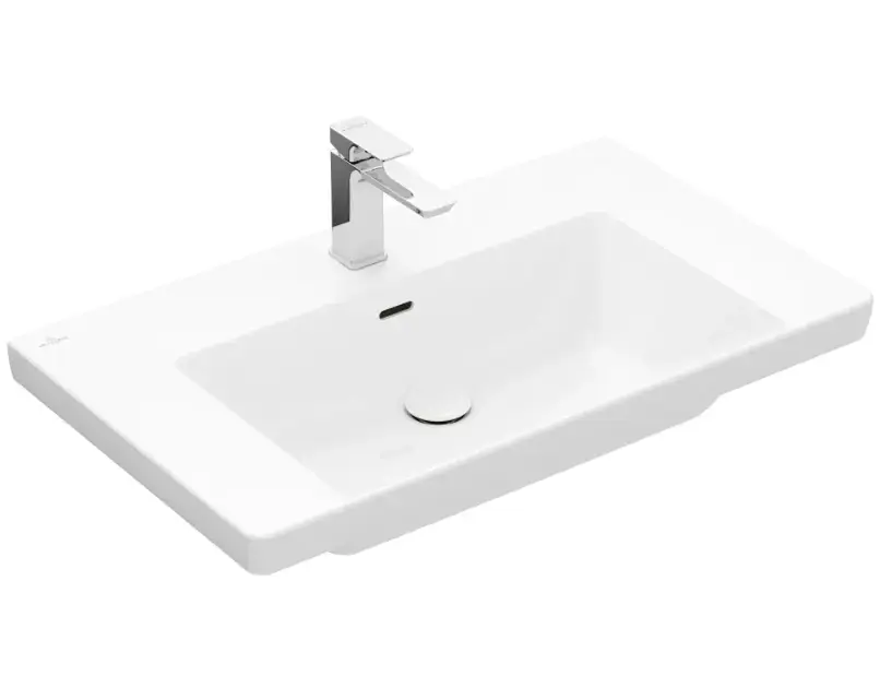 Villeroy & Boch Subway 3.0 - Mosdókagyló 800x470 mm, túlfolyóval, keverőnyílással, CeramicPlus, Stone White 4A7080RW Ne maradj le