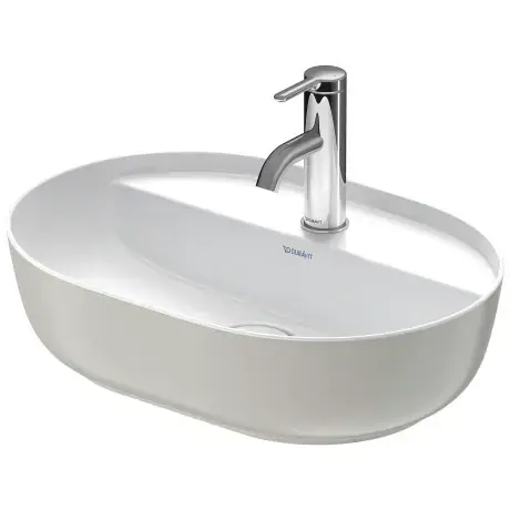 Biztonságos fizetés Duravit Luv - Pultra szerelhető mosdókagyló, 500x350 mm, túlfolyó nélkül, csapfurattal, WonderGliss, fehér/matt-szürke 03805023001