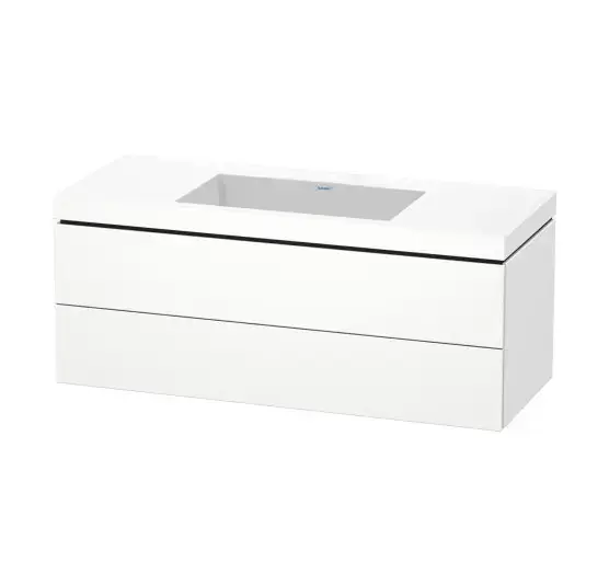 Duravit L-Cube - Szekrény mosdókagylóval 500x1200x480 mm, 2 fiókos, fehér matt LC6929N1818 Árcsökkenés