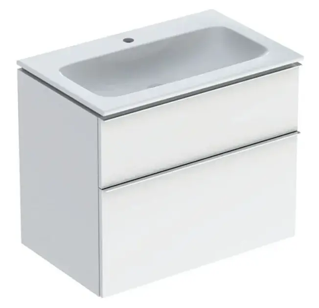 Geberit iCon - Szekrény mosdókagylóval, 750x630x480 mm, KeraTect, fényes fehér 502.332.01.2 Szuper akció