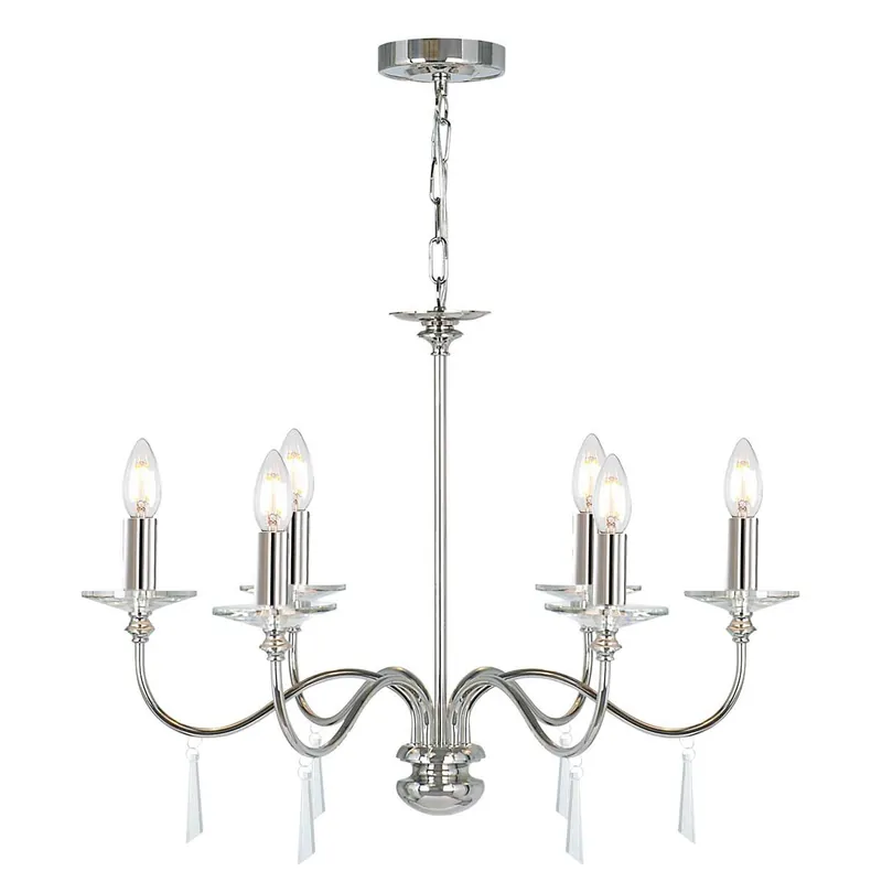 Biztonságos fizetés Csillár FINSBURY PARK FP6-POL-NICKEL 6x60W/E14 a Elstead Lighting-tól