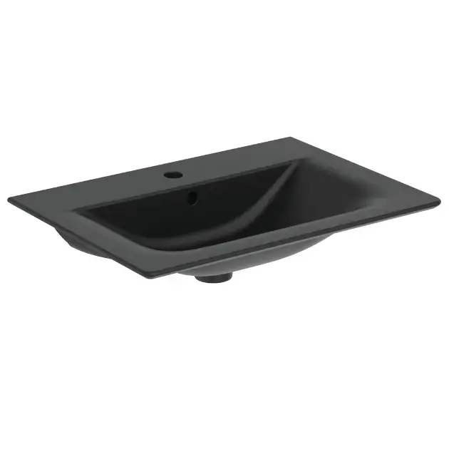 Ideal Standard Connect Air - Bútor mosdókagyló 640x460x165 mm, túlfolyóval, csapfurattal, fekete színű E0289V3 Népszerű