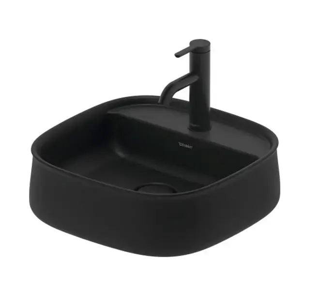 Gyors kiszállítás Duravit Zencha - Pultra szerelhető mosdókagyló 420x420 mm, túlfolyó nélkül, keverőnyílással, DuraCeram, antracit matt 2374421371