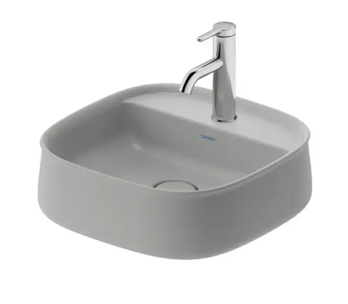 Utolsó esély Duravit Zencha - Pultra szerelhető mosdókagyló 420x420 mm, túlfolyó nélkül, csapfurattal, DuraCeram, matt szürke 2374426771
