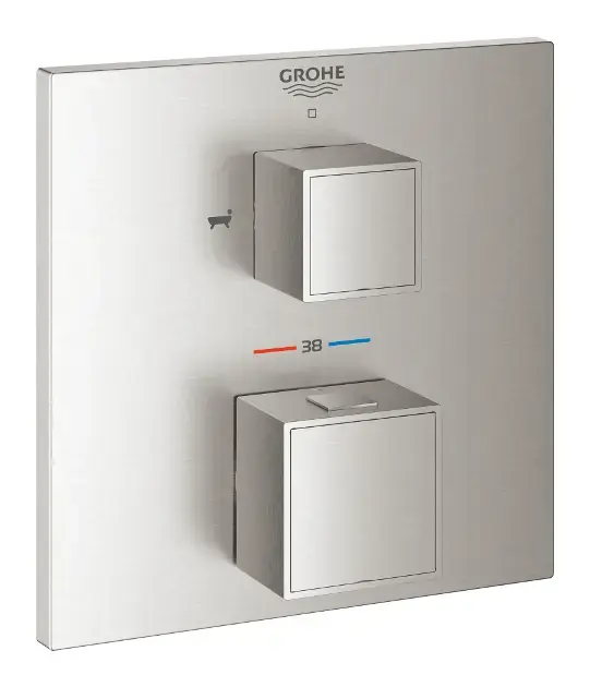 Azonnali szállítás Grohe Grohtherm Cube - Termosztatikus rejtett keverő 2 készülékhez, supersteel 24155DC0