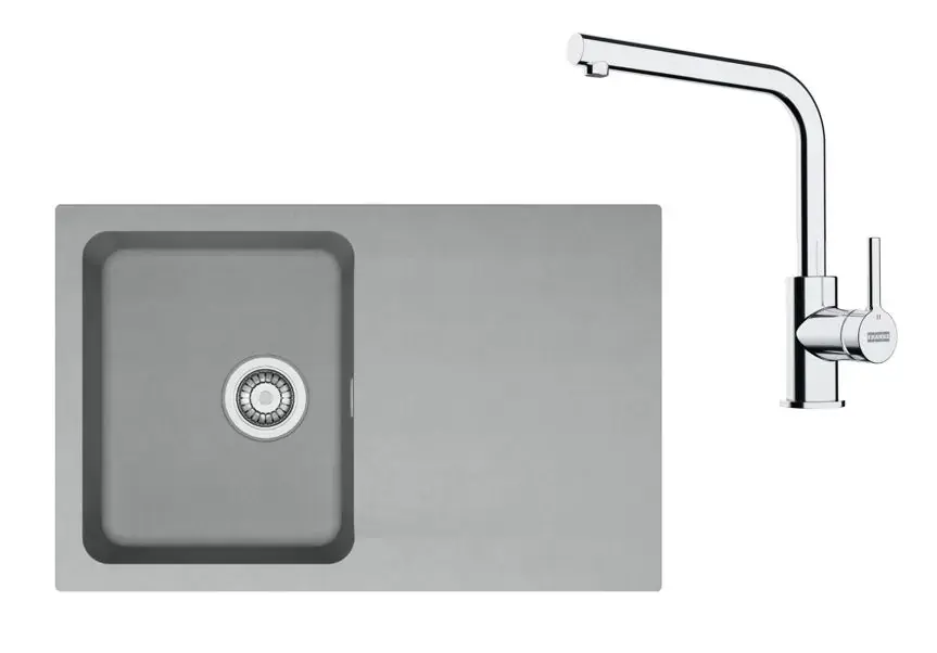 Franke - T111Š konyhai készlet, tektonit mosogató OID 611-78 és keverő FS 3230.031, szürke/króm 143.0687.320 Gyors kiszállítás