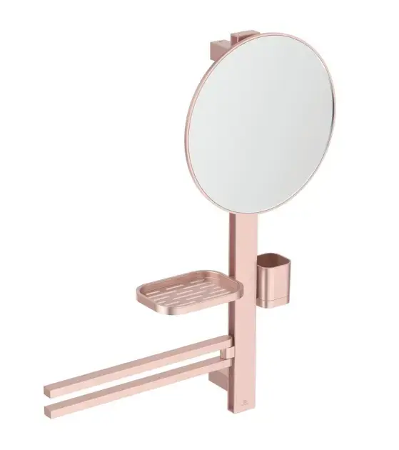 Olcsó Ideal Standard ALU+ - Tükör törölközőtartóval, polc és pohár fogkeféknek és fogkrémnek, rosé BD588RO