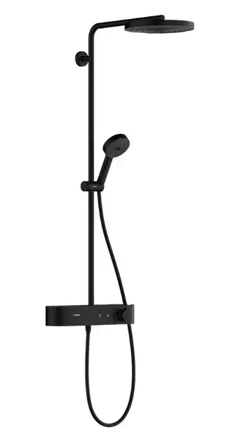 Korlátozott ajánlat Hansgrohe Pulsify S - Zuhanyszett termosztáttal, átmérő 26 cm, 3 fúvókával, fekete matt 24220670